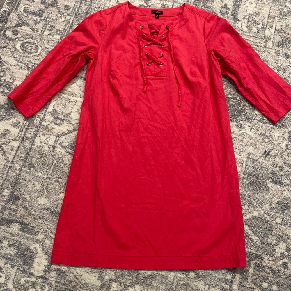 TALBOTS womens pink dress Sz 8P 8 petite lace up neckline